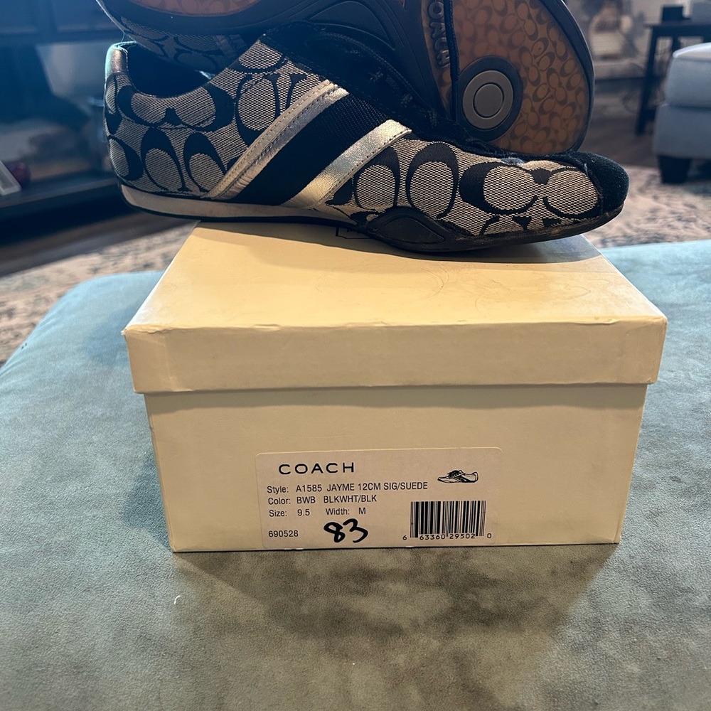 Coach Monogram Black and White Flats